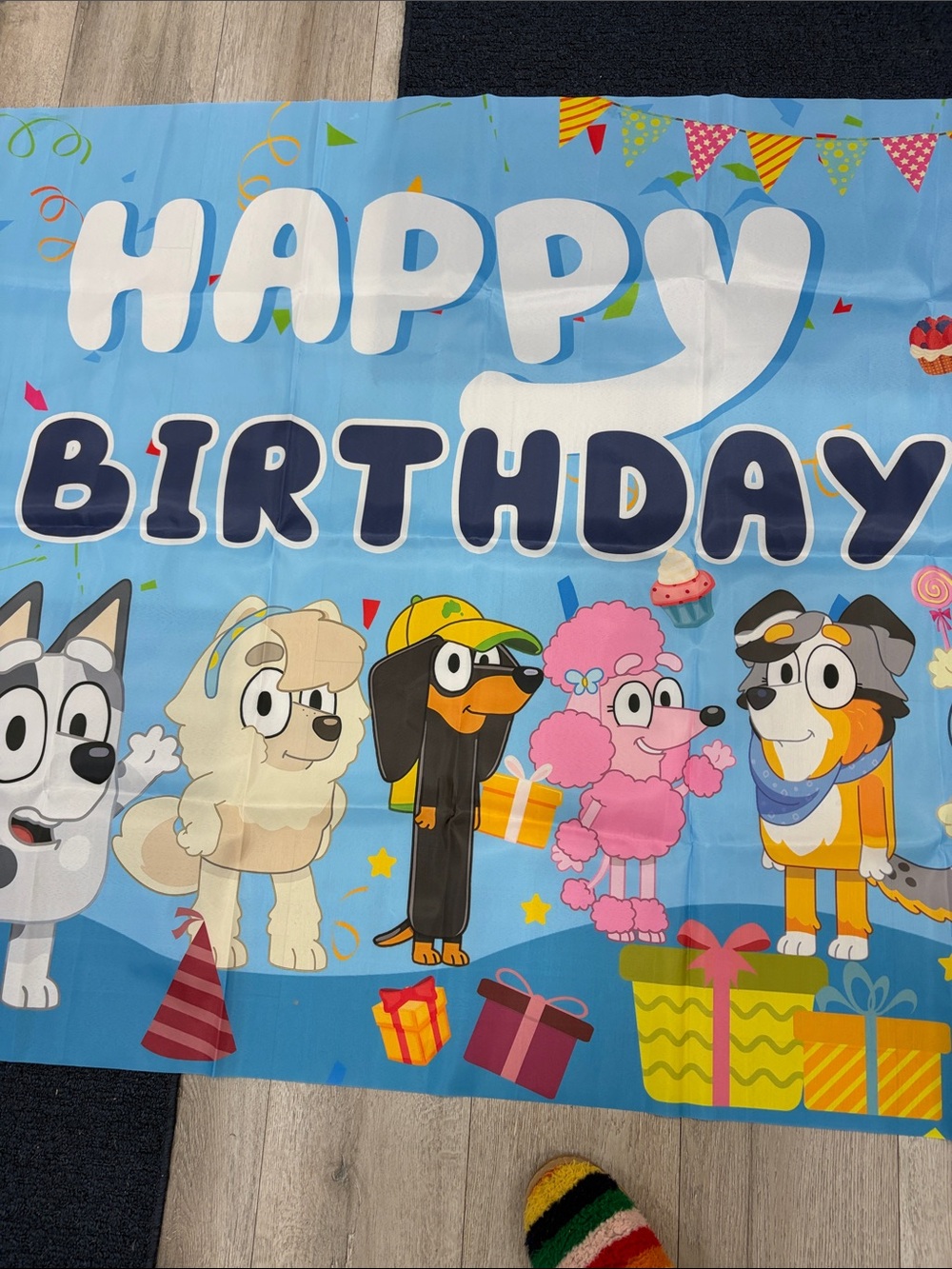 Bluey Birthday Backdrop Banner - Happy Birthday Blue Background - Picture 2 of 3
